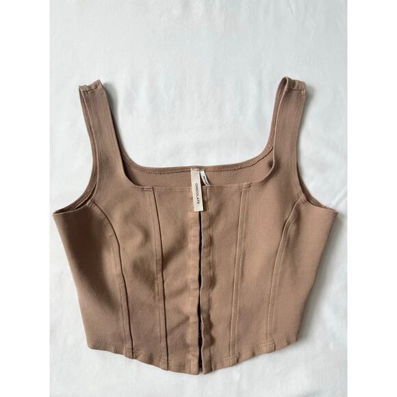 Chocolate USA Hook-and-Eye Corset Top Medium cottagecore coquette balletcore - Picture 7 of 7